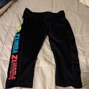 Zumba Fitness Black Capris with Vibrant Side Logo